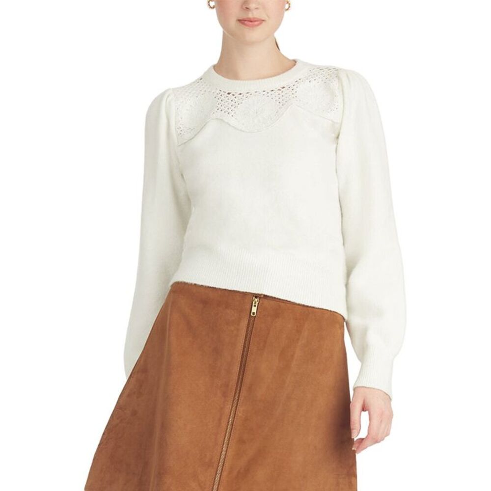 Draper James Womens Scalloped Crewneck Sweater